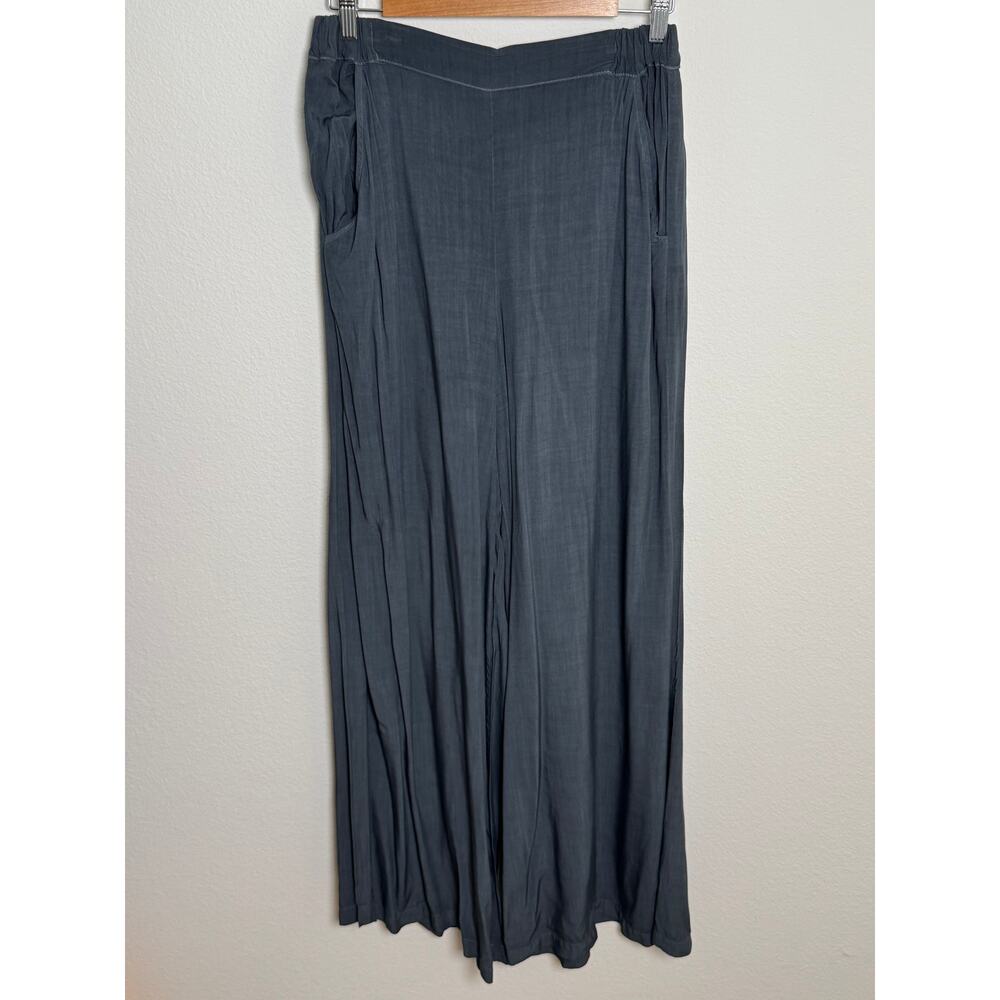 CP Shades Wendy Wide Leg Palazzo Pant Blue / Gray Rayon Medium Lagenlook Coastal